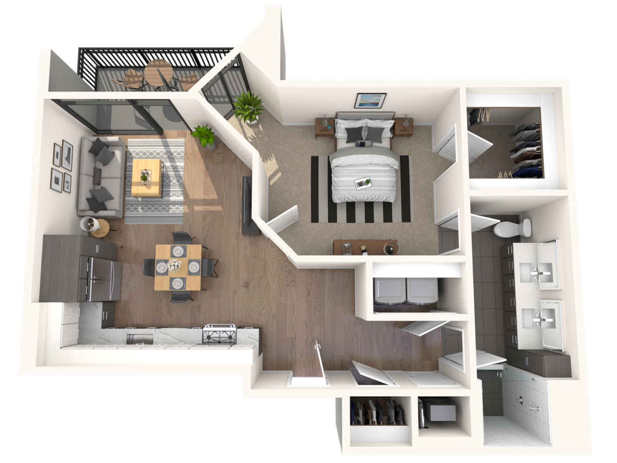 Floorplan diagram for A1a, showing 1 bedroom