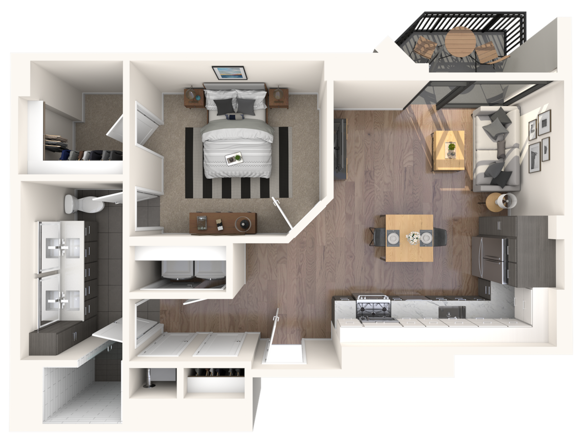 Floorplan diagram for A1b, showing 1 bedroom