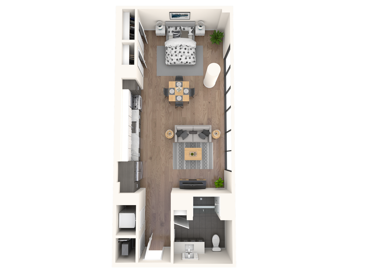 Floorplan diagram for D4, showing Studio