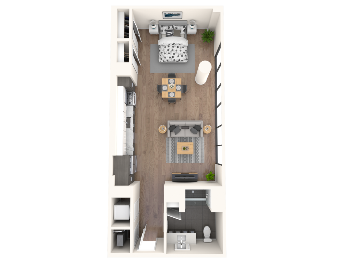 Floorplan diagram for D4, showing Studio