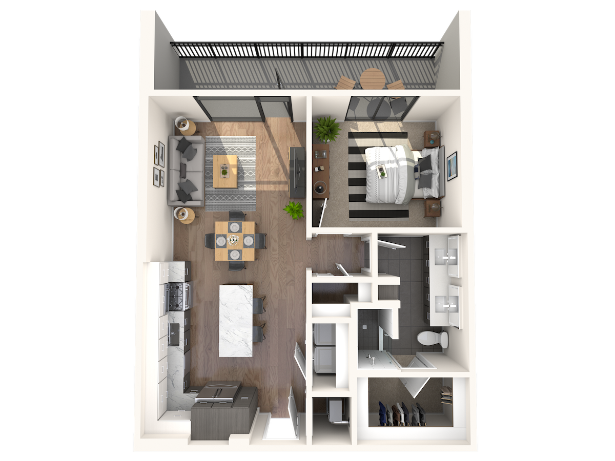 Plattegrond voor A3PH, met 1 slaapkamer