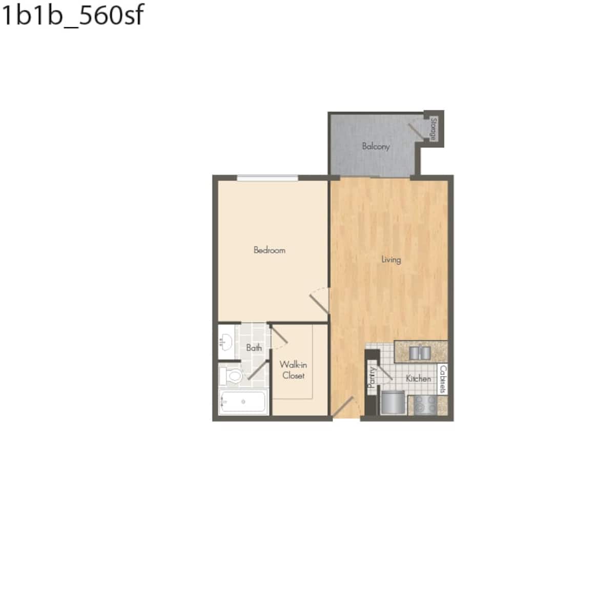 Floorplan diagram for A1, showing 1 bedroom