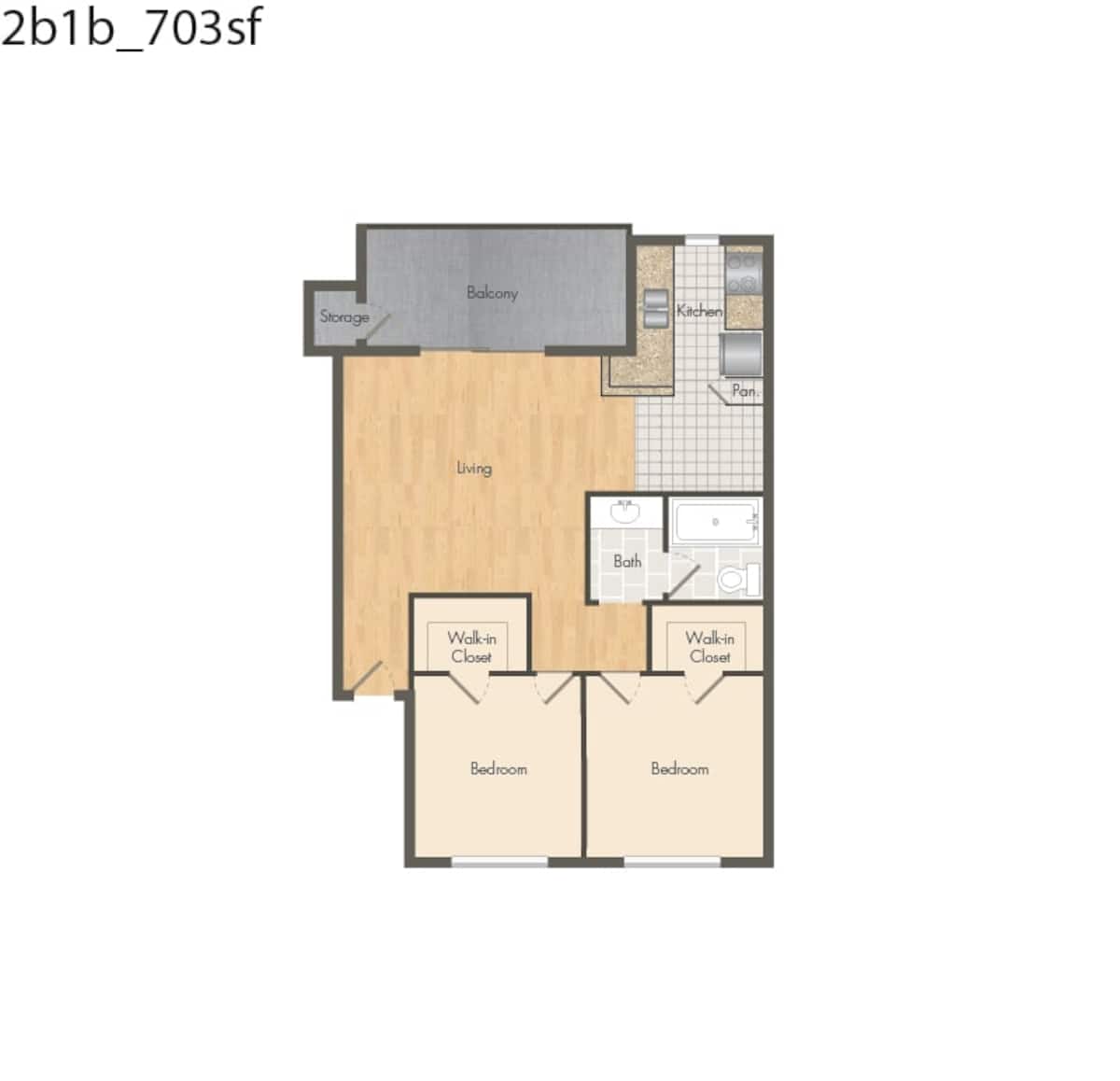 Floorplan diagram for B1, showing 2 bedroom