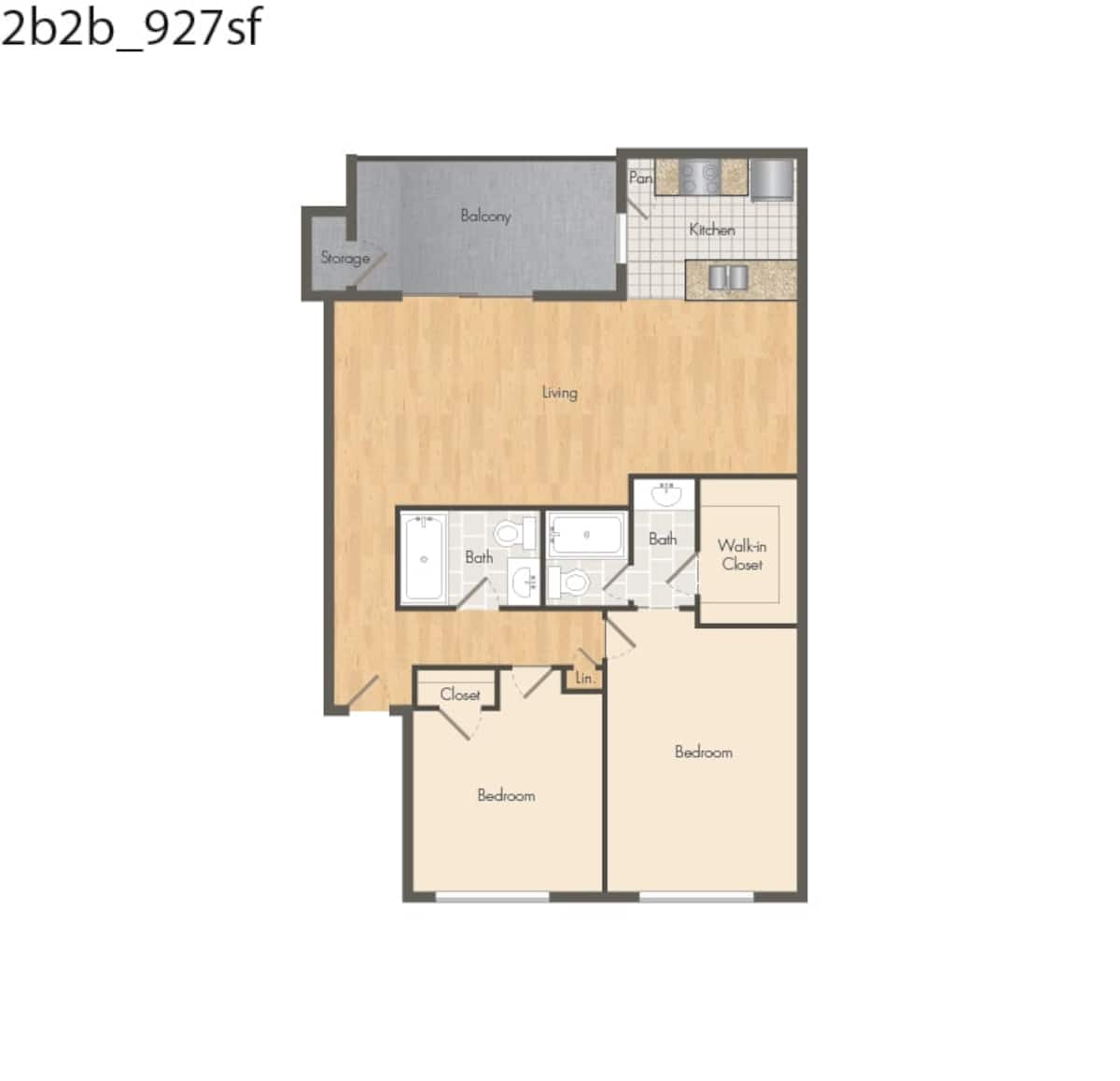 Floorplan diagram for B6, showing 2 bedroom