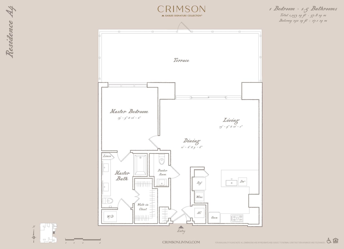 Diagrama da planta de Residence A4, a mostrar 1 quarto