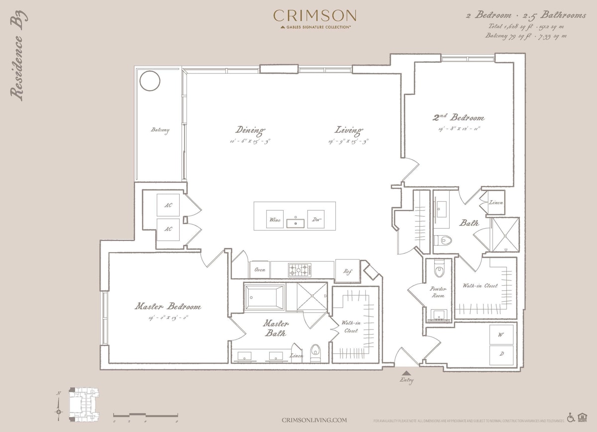 Plano de Residence B3, que muestra 2 habitación