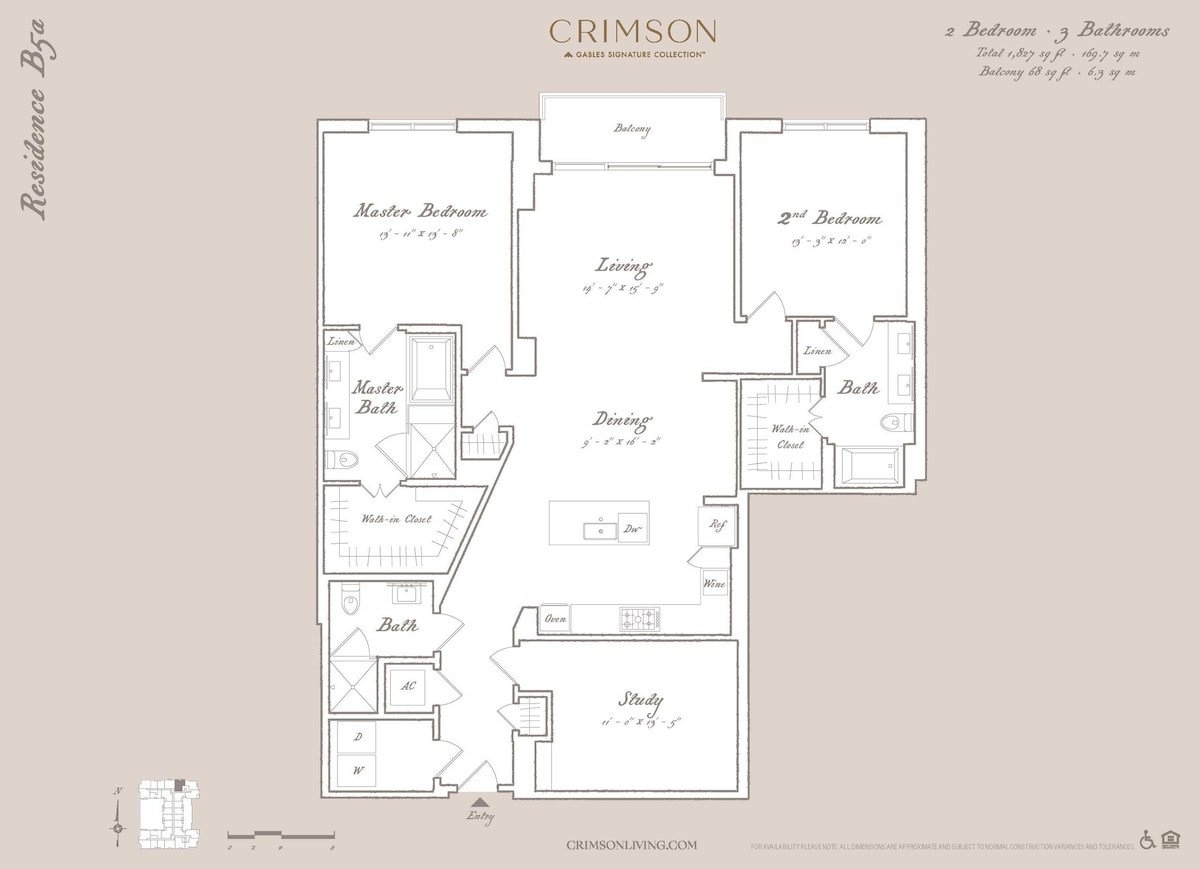 Plano de Residence B5A with study, que muestra 2 habitación