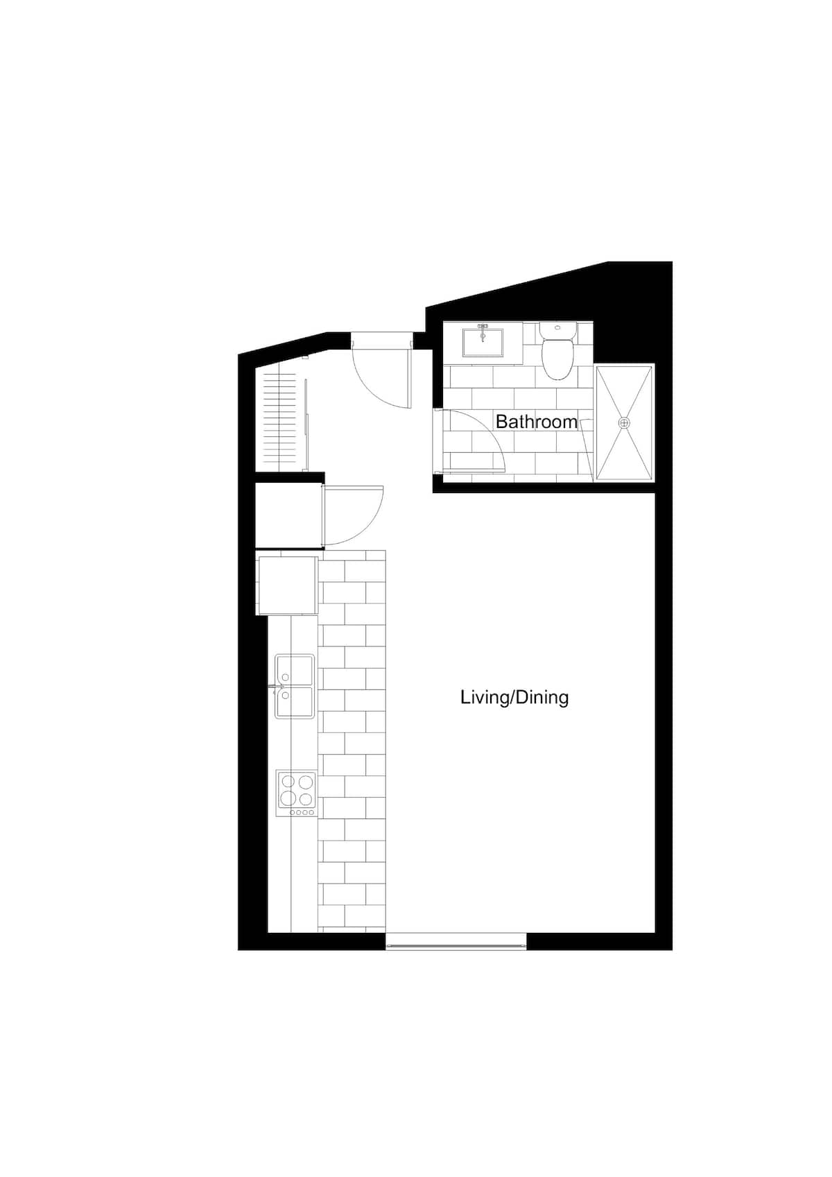 Floorplan diagram for Studio - A2, showing Studio