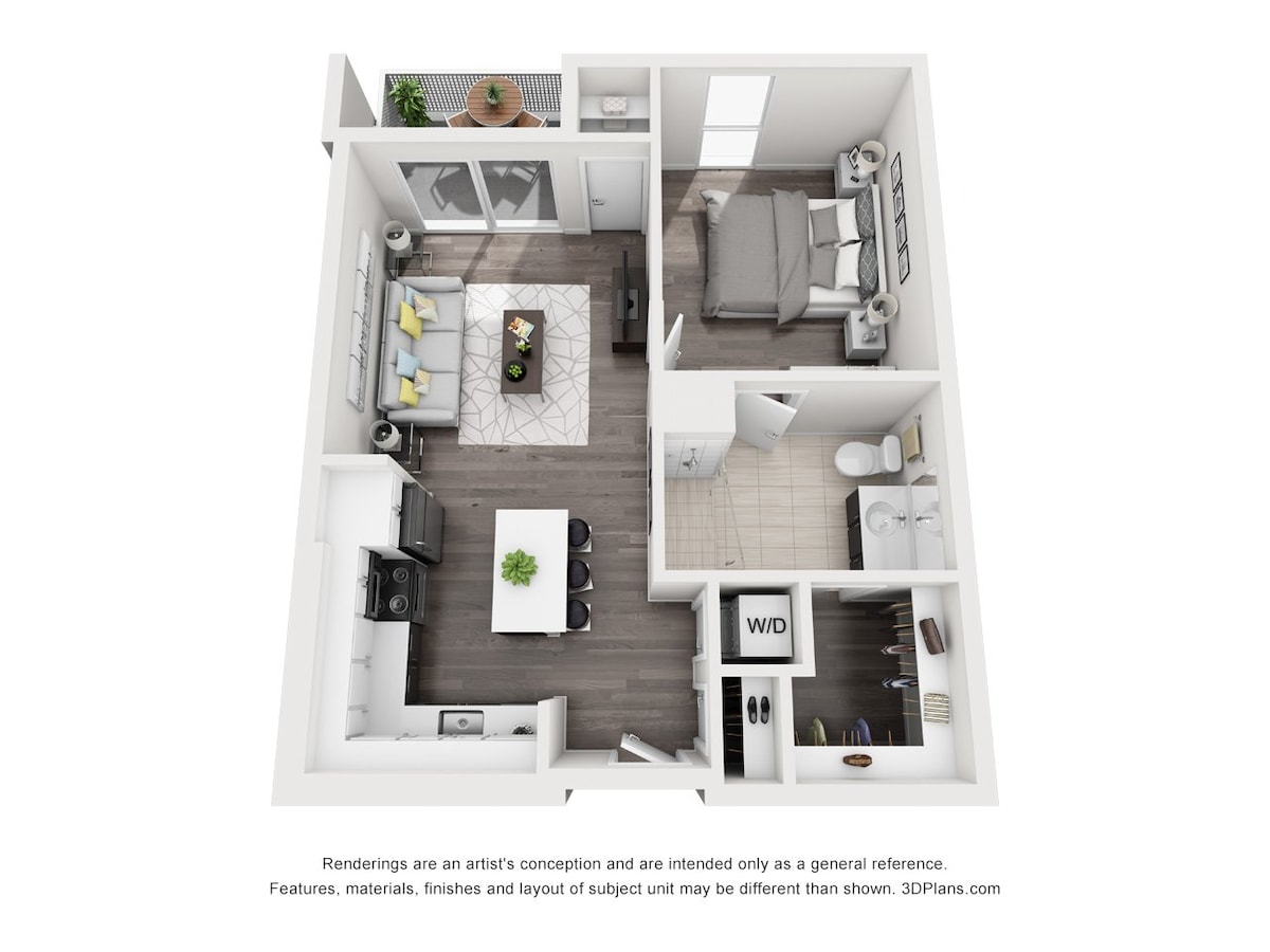 Floorplan diagram for 1 BD/1BA - B1, showing 1 bedroom