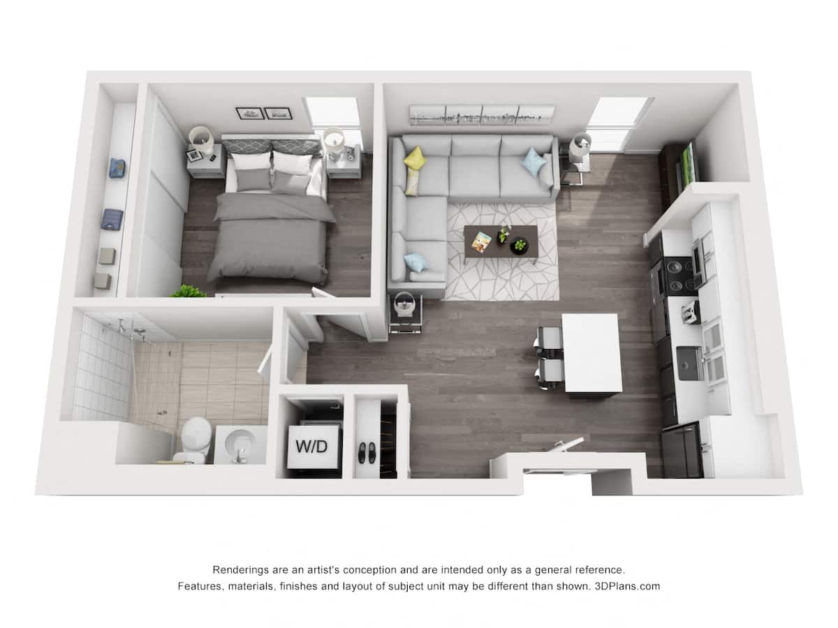 Floorplan diagram for 1BD/1BA - B4, showing 1 bedroom