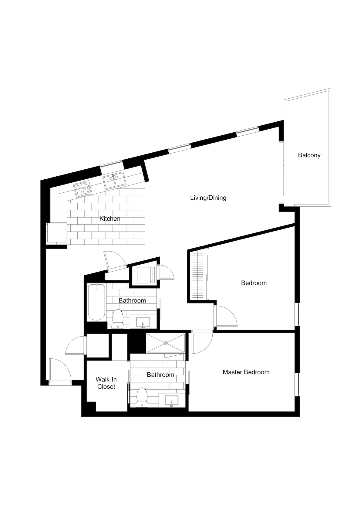 Plattegrond voor 2BD/2BA - C2-B, met 2 slaapkamer