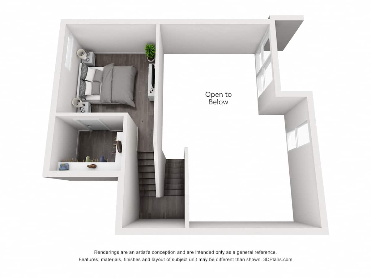 Floorplan diagram for 1BD/1BA - B3-B-1, showing 1 bedroom