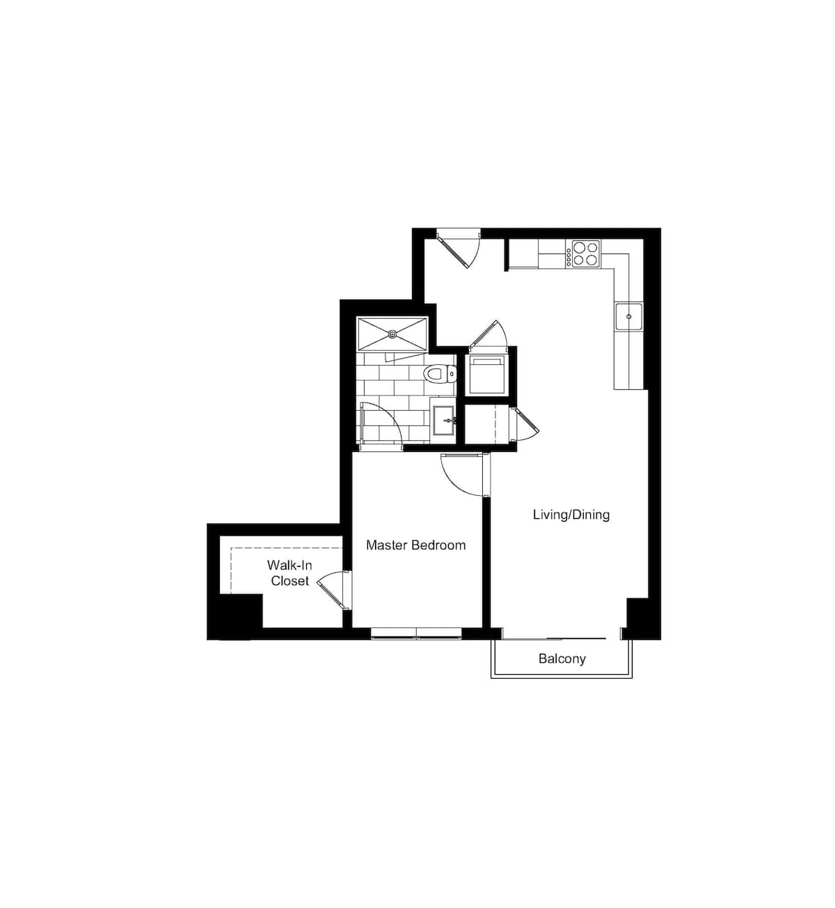 Floorplan diagram for Edendale, showing 1 bedroom