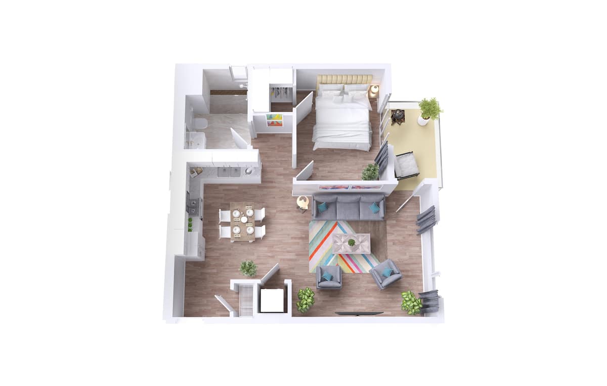 Floorplan diagram for Lotus, showing 1 bedroom