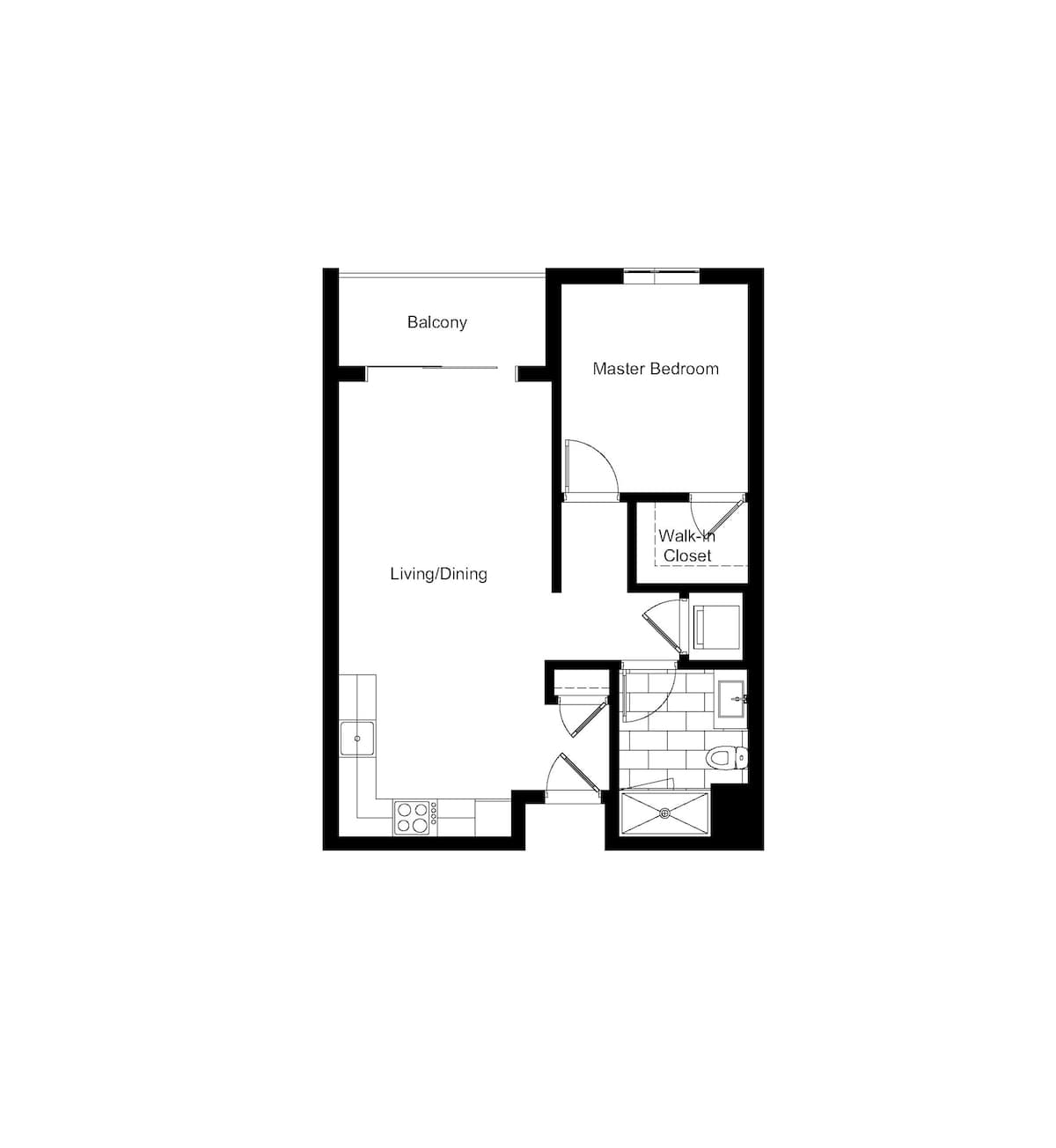 Floorplan diagram for Hermosa, showing 1 bedroom