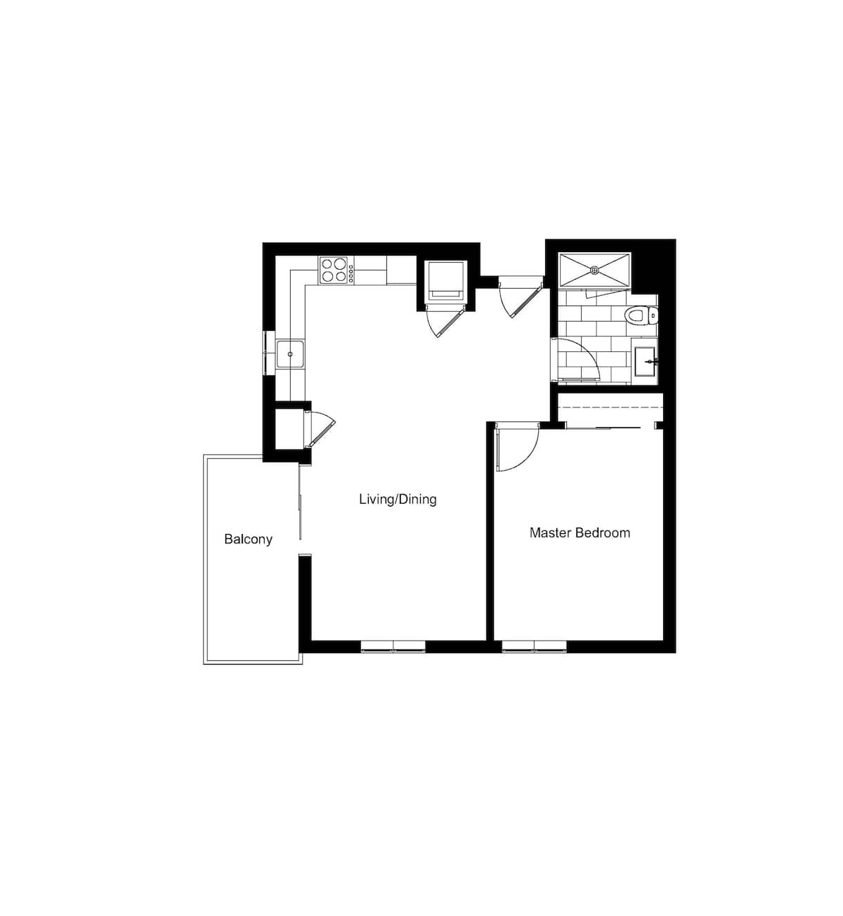 Floorplan diagram for HiFi, showing 1 bedroom