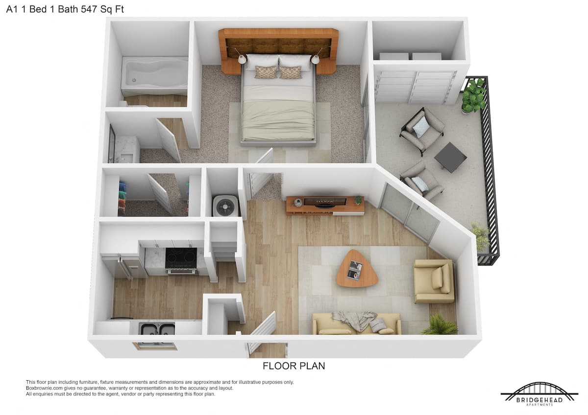 Floorplan diagram for A1, showing 1 bedroom