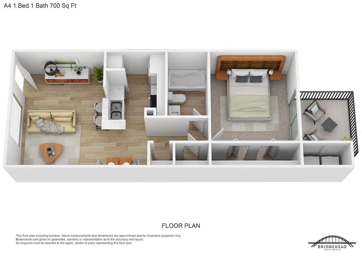 Floorplan diagram for A4, showing 1 bedroom