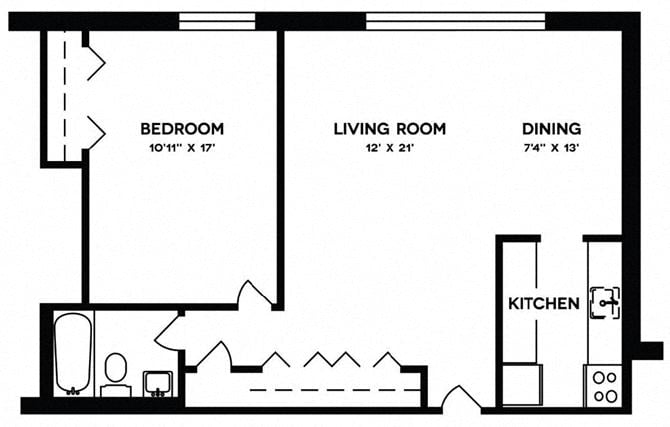 Floorplan diagram for A1, showing 1 bedroom