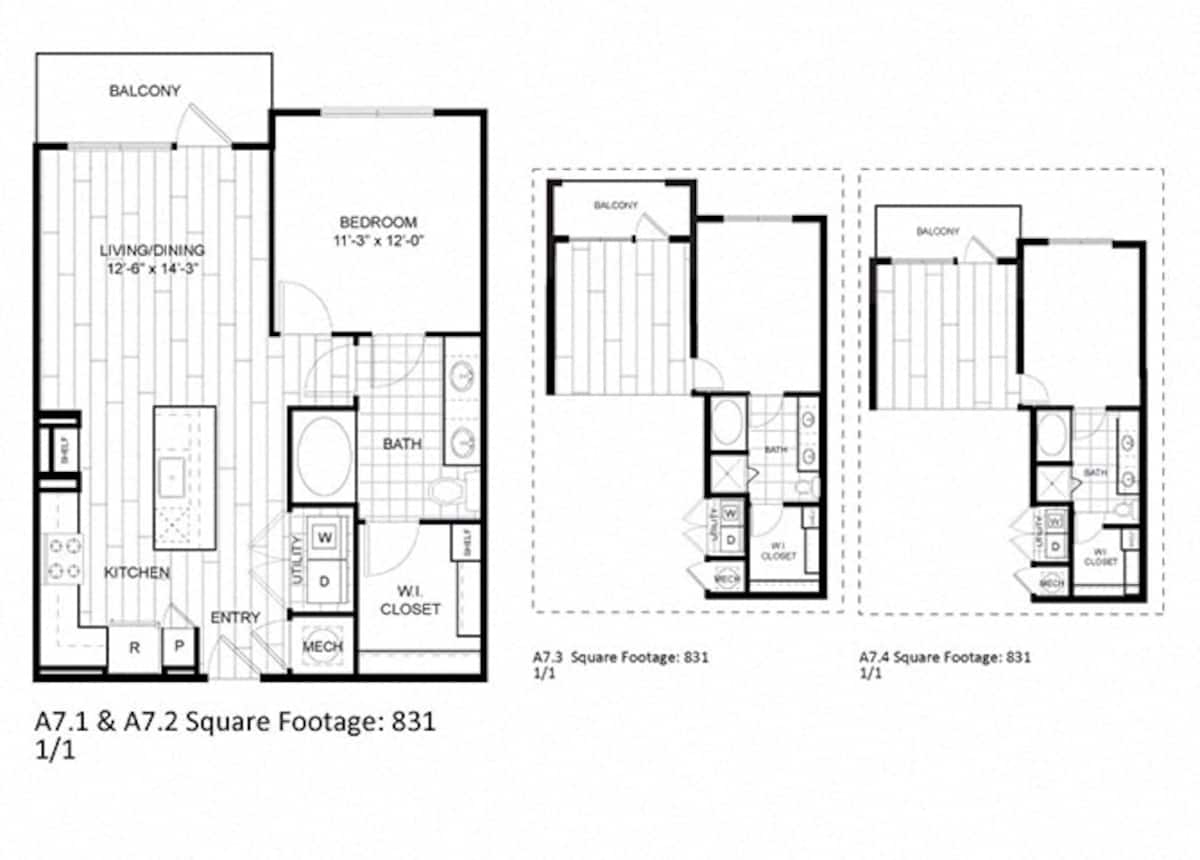 Floorplan diagram for A7, showing 1 bedroom