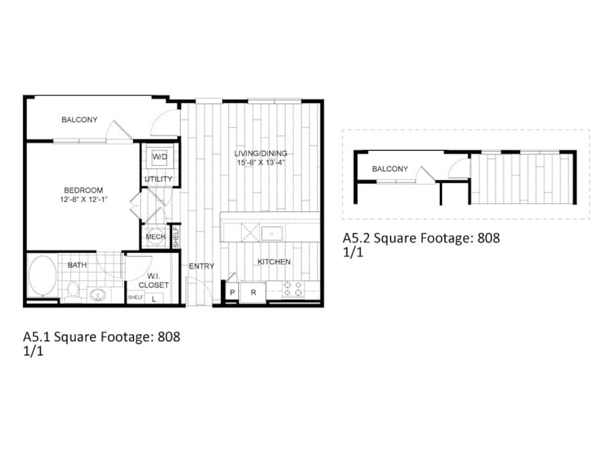 Floorplan diagram for A5A, showing 1 bedroom