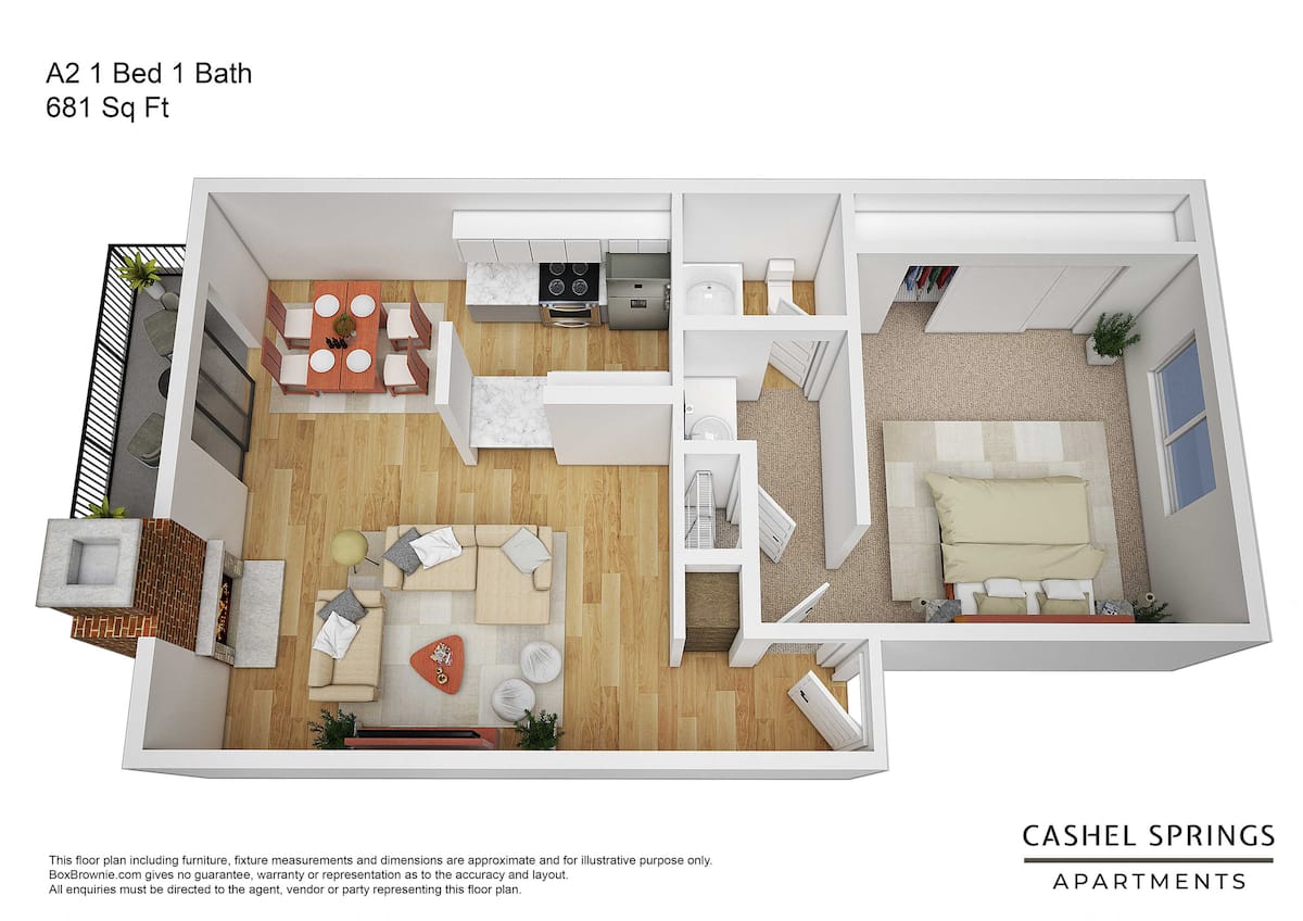 Floorplan diagram for A2, showing 1 bedroom