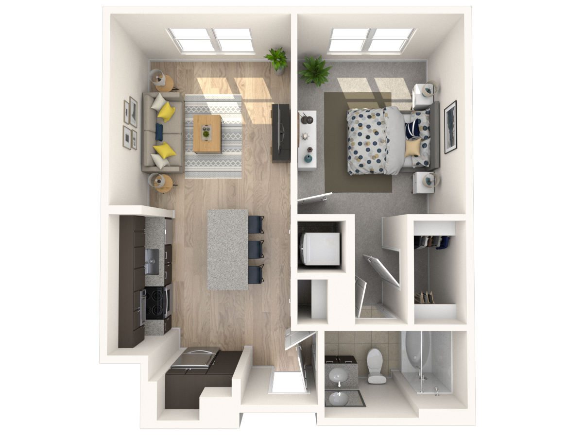 Floorplan diagram for A3, showing 1 bedroom