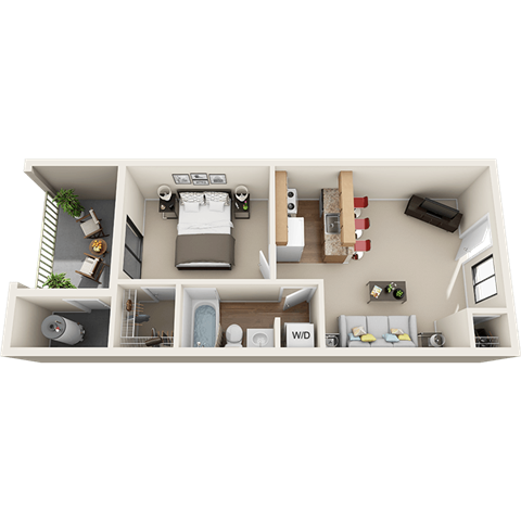 Floorplan diagram for Haven, showing 1 bedroom