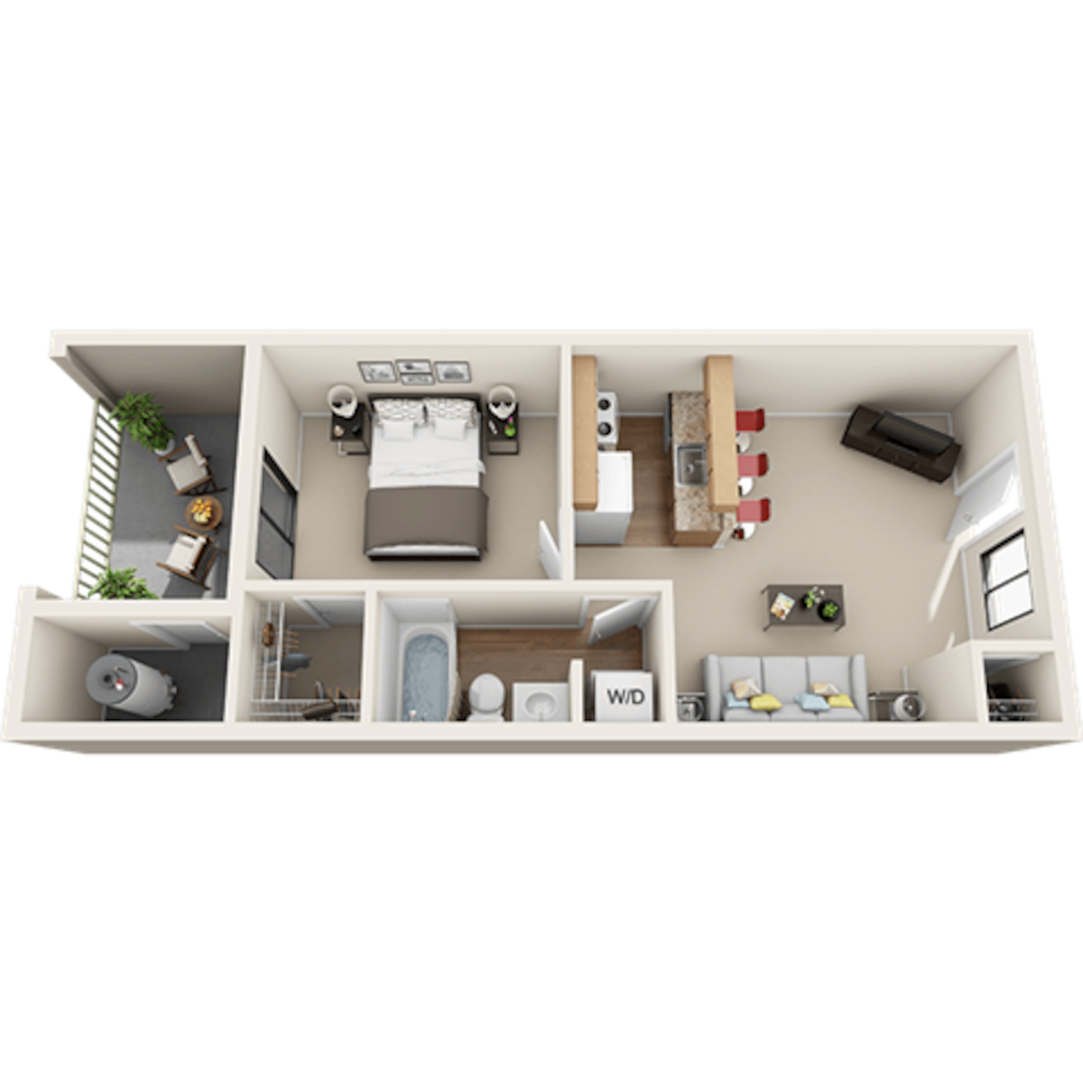 Floorplan diagram for Haven, showing 1 bedroom