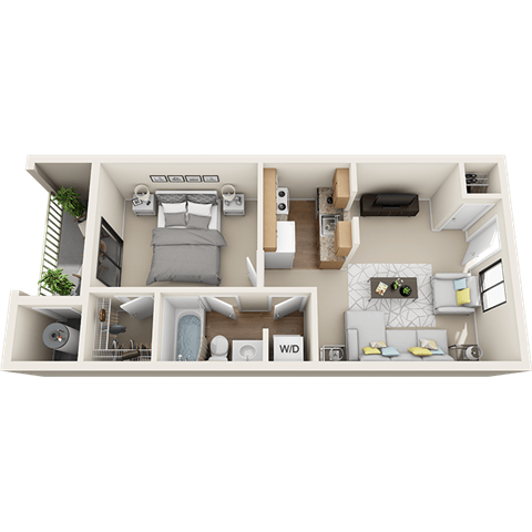 Floorplan diagram for Serenity, showing 1 bedroom