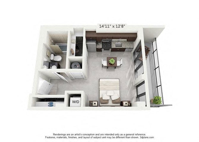 Floorplan diagram for E1B, showing Studio