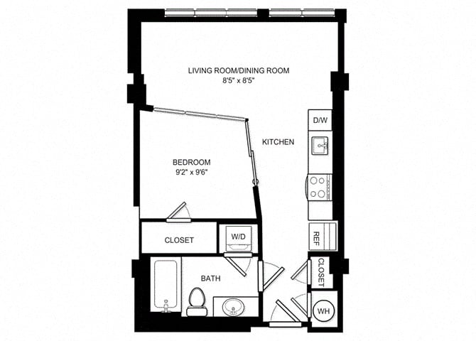 Floorplan diagram for A1A, showing Studio