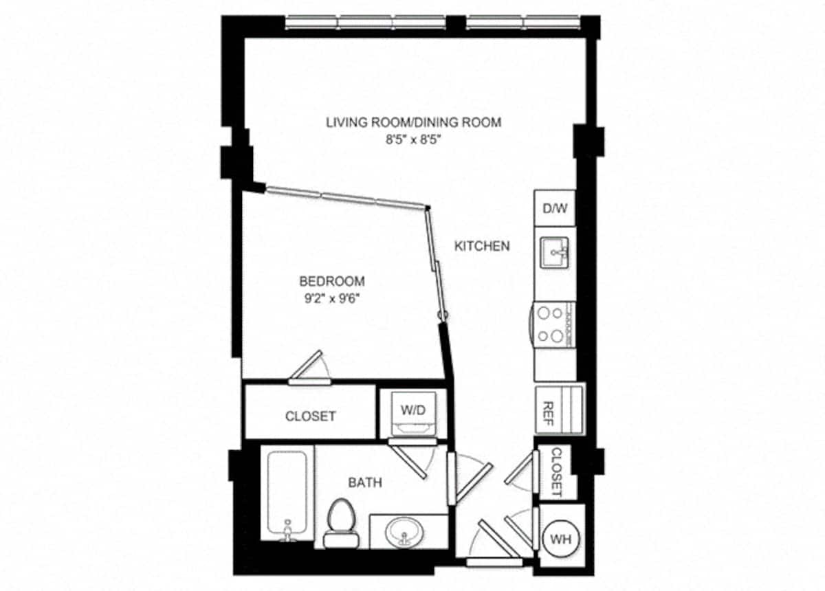 Floorplan diagram for A1A, showing Studio
