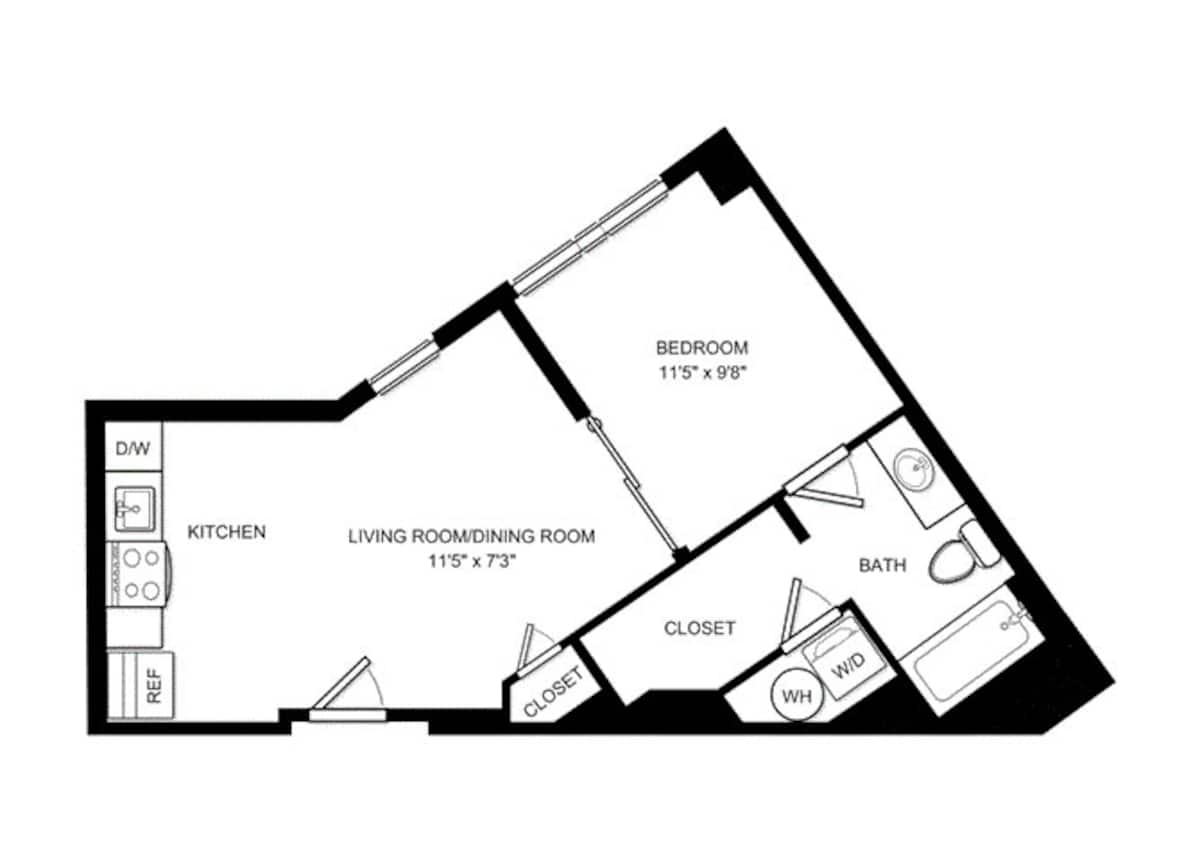 Floorplan diagram for A1B, showing Studio