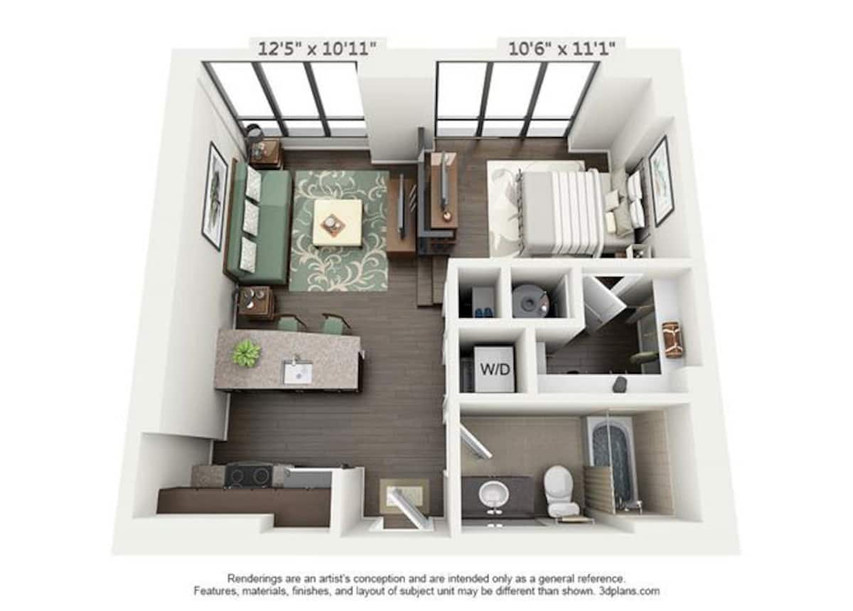 Floorplan diagram for A1F, showing Studio