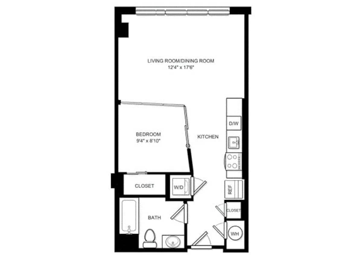 Floorplan diagram for A1H, showing Studio