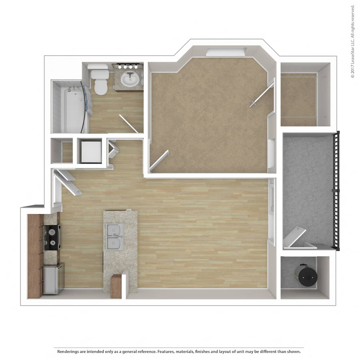 Floorplan diagram for A1, showing 1 bedroom