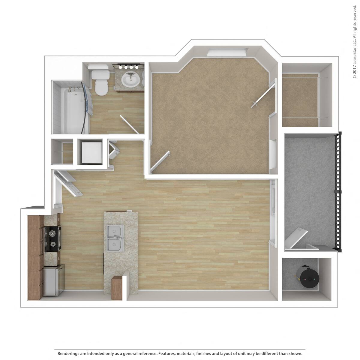 Floorplan diagram for A2, showing 1 bedroom