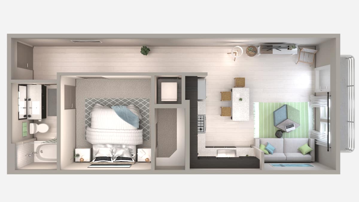 Floorplan diagram for A2, showing 1 bedroom