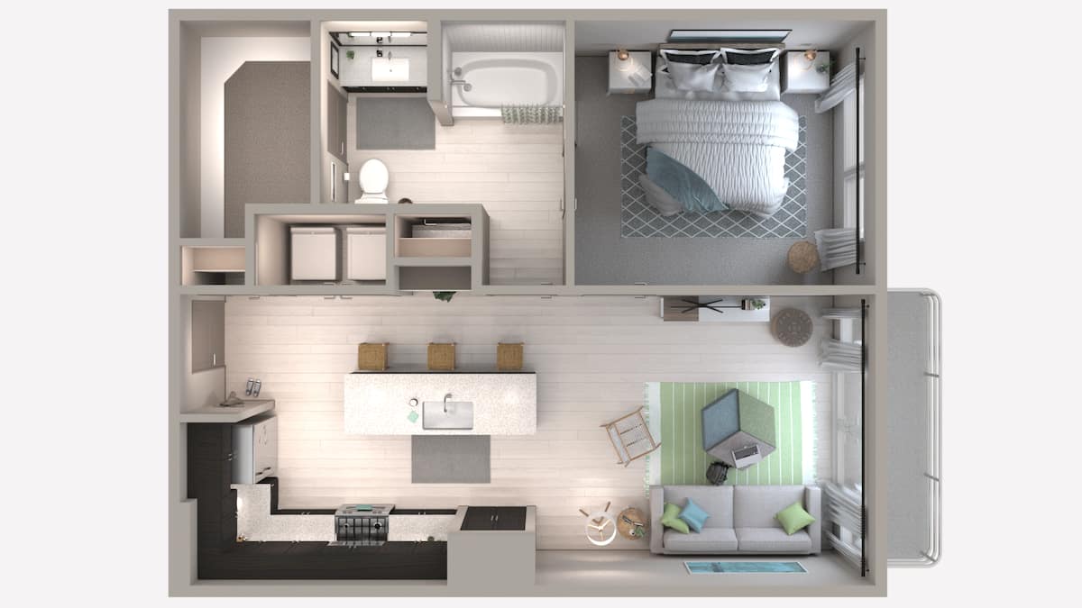 Floorplan diagram for A4, showing 1 bedroom