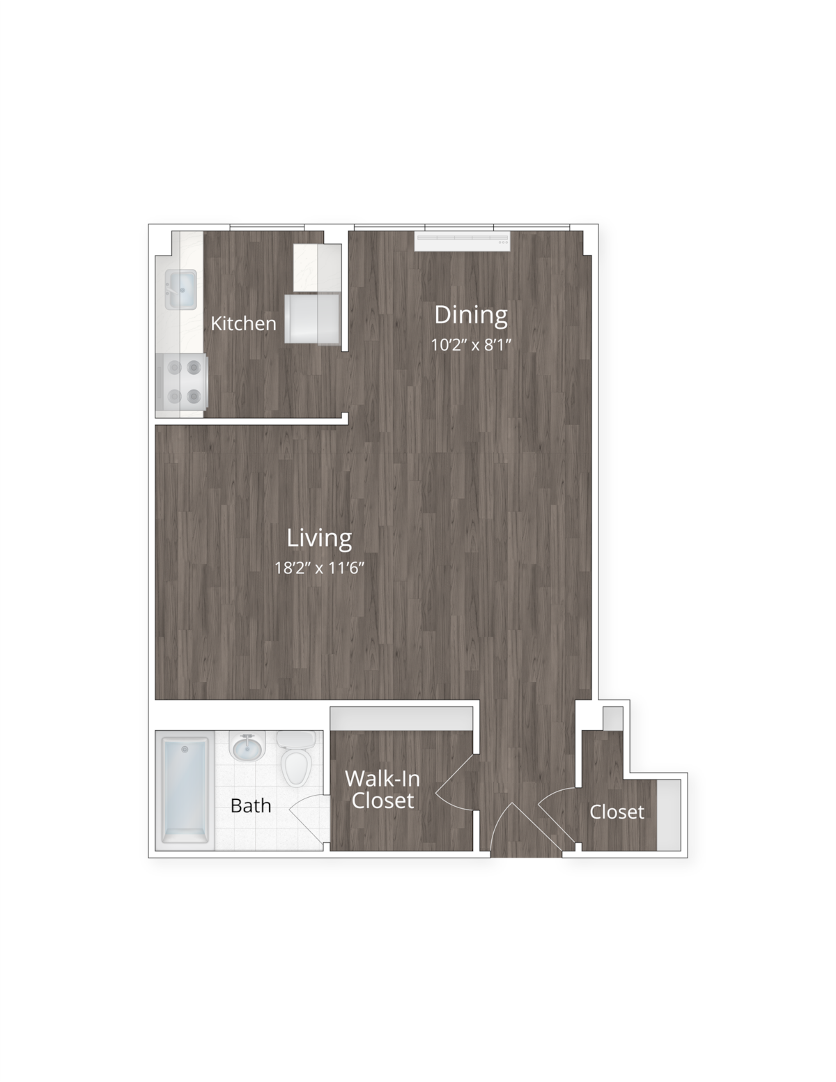 Floorplan diagram for Studio, showing Studio