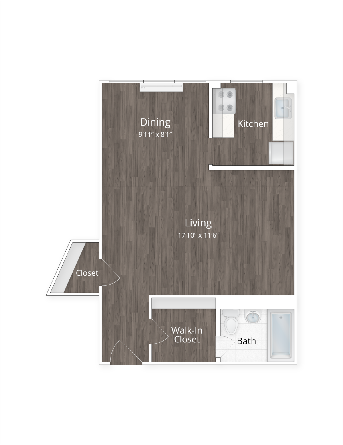 Floorplan diagram for Furnished Studio, showing Studio