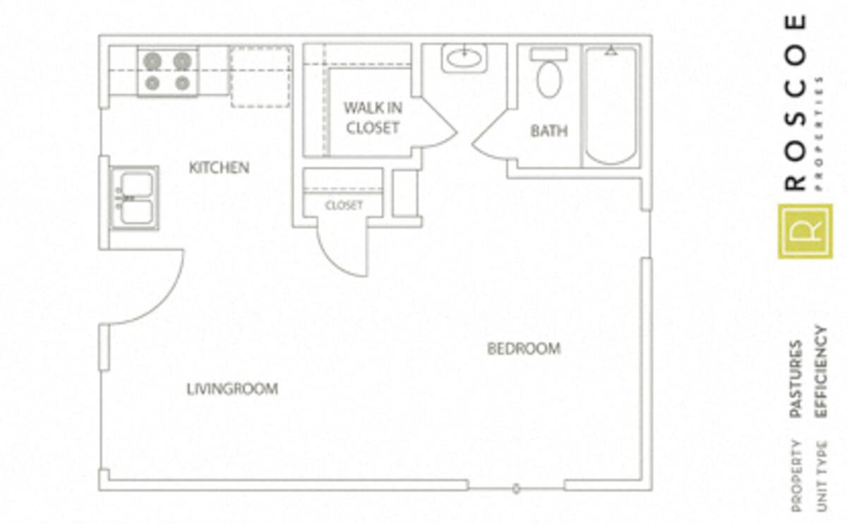 Floorplan diagram for 0 Bedroom 1 Bathroom, showing Studio