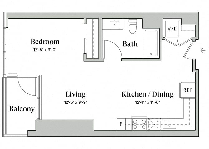 Floorplan diagram for A4, showing Studio