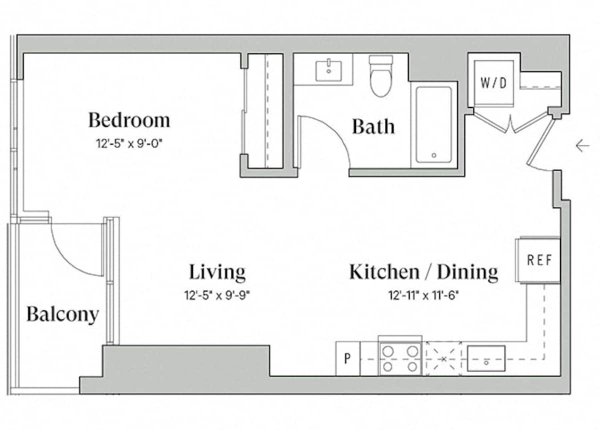 Floorplan diagram for A4, showing Studio