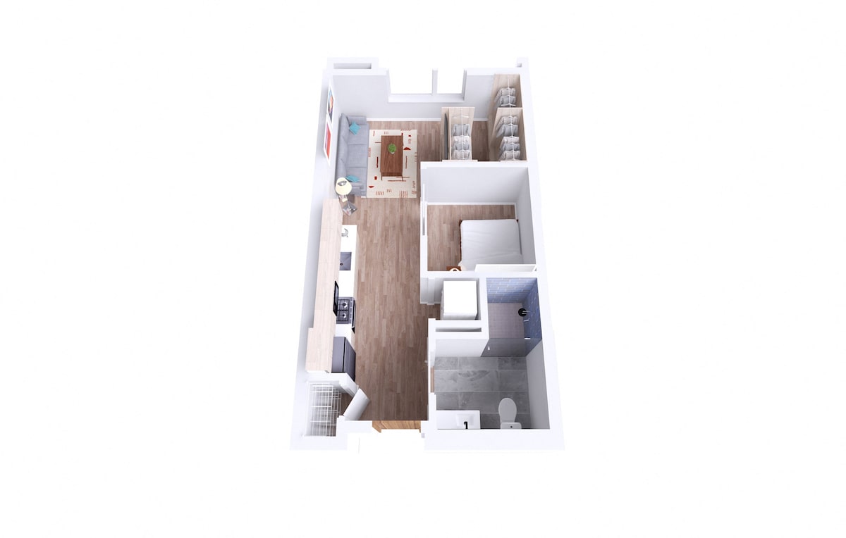 Expandable 1 Bedroom üçün mərtəbə planı diaqramı, 1 yataq otağı göstərilir