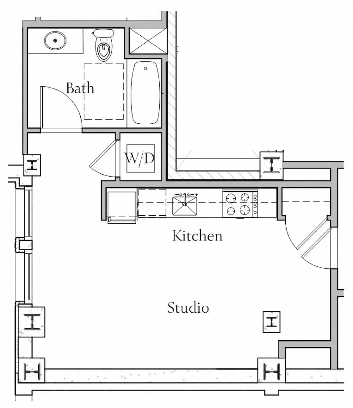 Floorplan diagram for Floorplan O11, showing Studio