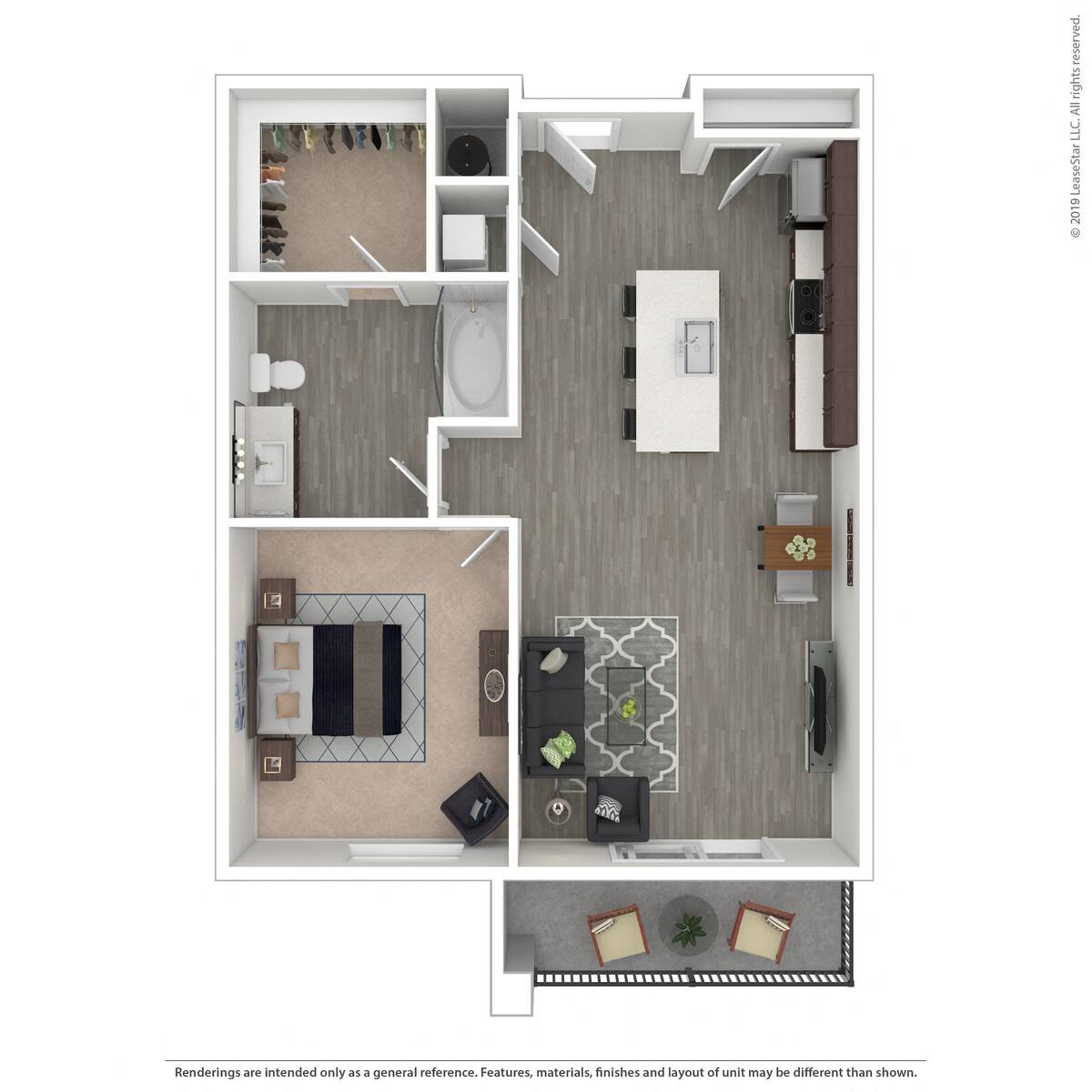 Floorplan diagram for A1, showing 1 bedroom