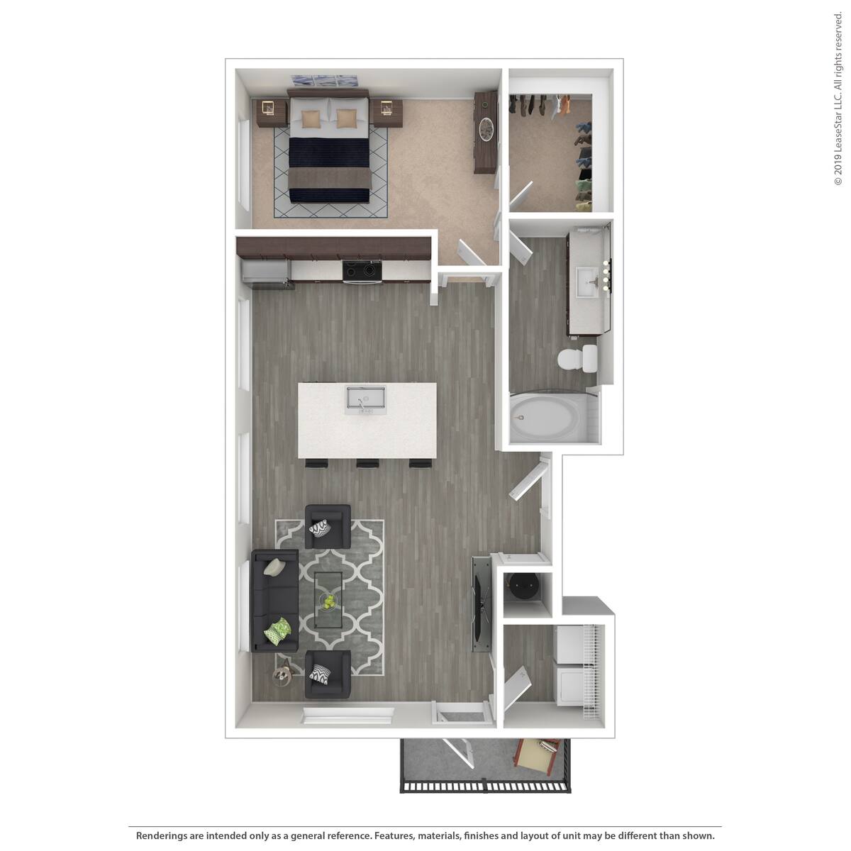 Floorplan diagram for A3, showing 1 bedroom