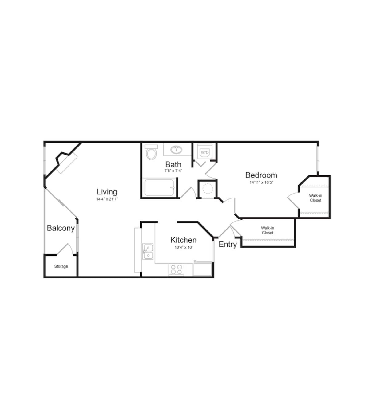Floorplan diagram for Kingsley Lower, showing 1 bedroom